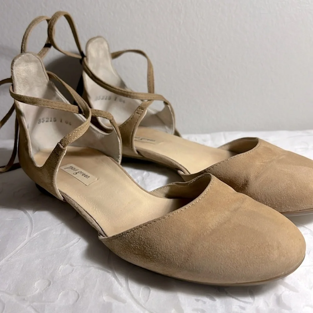 🥿Paul Green Lydia Suede Ankle Wrap Flats UK 3.5 US size 5 tan beige Austria